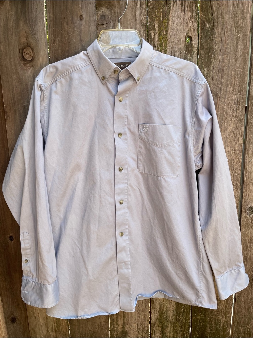 Ariat Men’s Pale Blue Button-Front Oxford Dress Shirt